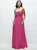 Front View Thumbnail - Tea Rose Strapless Chiffon Maxi Dress with Oversized Bow Bodice