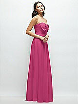 Side View Thumbnail - Tea Rose Strapless Chiffon Maxi Dress with Oversized Bow Bodice