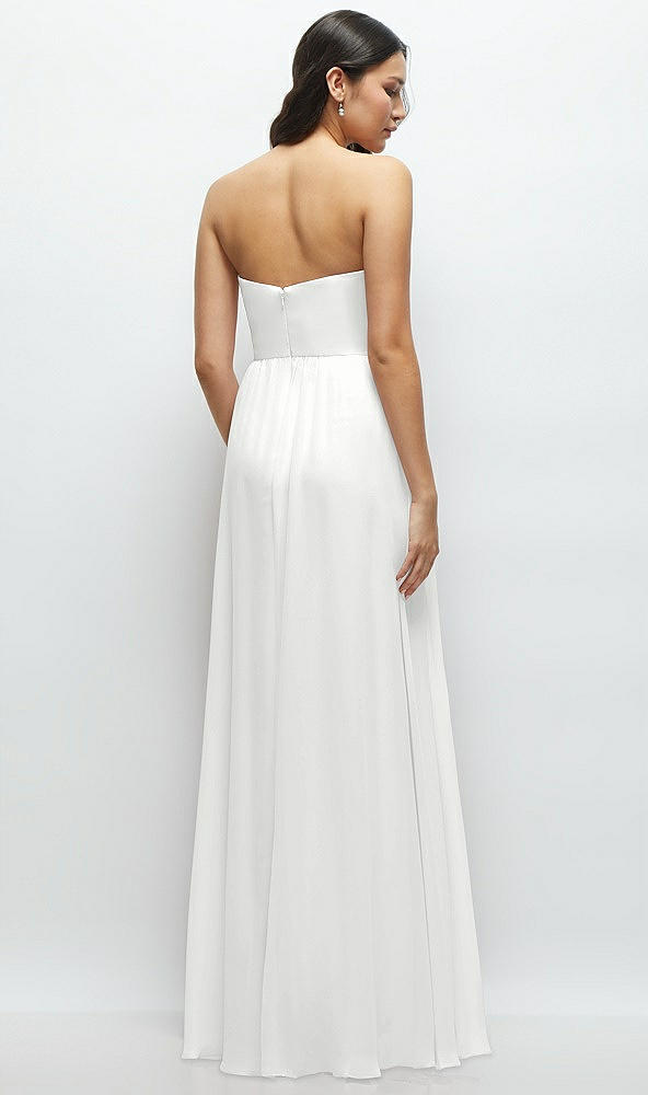 Back View - White Strapless Chiffon Maxi Dress with Oversized Bow Bodice