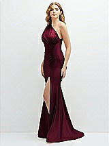 Alt View 1 Thumbnail - Cabernet Asymmetrical Open-Back One-Shoulder Stretch Satin Mermaid Dress