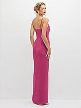 Rear View Thumbnail - Tea Rose Sleek One-Shoulder Crepe Column Dress with Cut-Away Slit