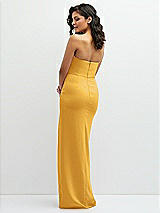 Rear View Thumbnail - NYC Yellow Sleek Strapless Crepe Column Dress with Cut-Away Slit