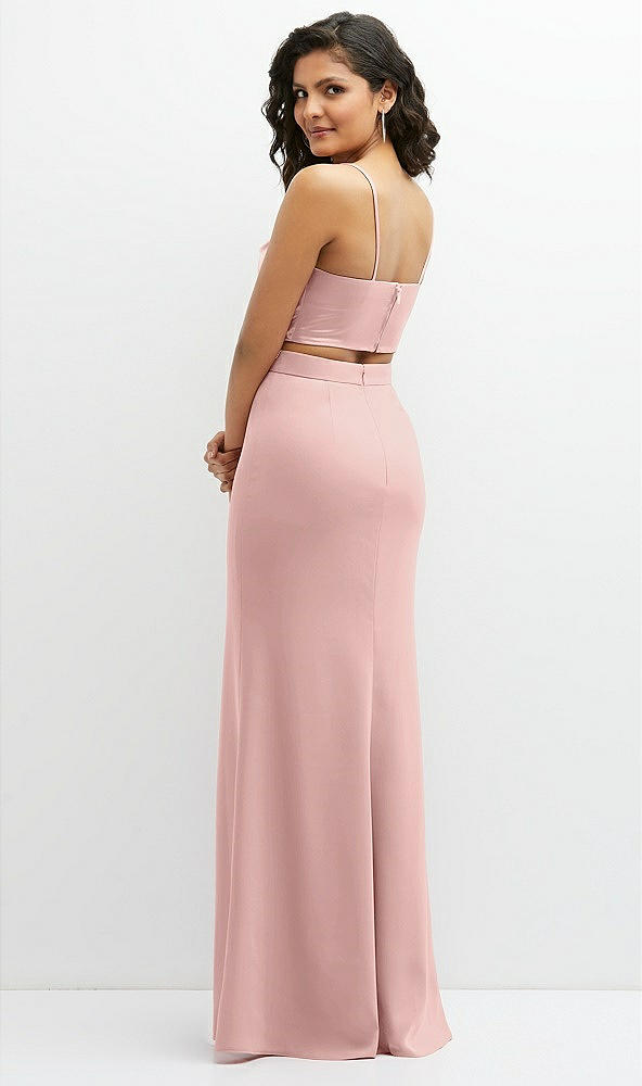 Back View - Rose - PANTONE Rose Quartz Crepe Mix-and-Match High Waist Fit and Flare Skirt