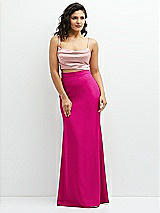 Front View Thumbnail - Think Pink Crepe Mix-and-Match High Waist Fit and Flare Skirt