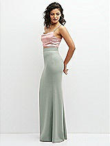 Side View Thumbnail - Willow Green Crepe Mix-and-Match High Waist Fit and Flare Skirt