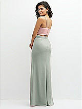 Rear View Thumbnail - Willow Green Crepe Mix-and-Match High Waist Fit and Flare Skirt