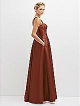 Side View Thumbnail - Auburn Moon Lace-Up Back Bustier Satin Dress with Full Skirt and Pockets