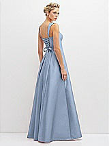 Rear View Thumbnail - Cloudy Lace-Up Back Bustier Satin Dress with Full Skirt and Pockets