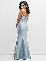 Rear View Thumbnail - Mist Strapless Satin Fit and Flare Dress with Crumb-Catcher Bodice