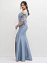 Side View Thumbnail - Cloudy Off-the-Shoulder Bow Satin Corset Dress with Fit and Flare Skirt