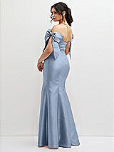 Rear View Thumbnail - Cloudy Off-the-Shoulder Bow Satin Corset Dress with Fit and Flare Skirt