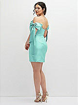 Alt View 4 Thumbnail - Coastal Satin Off-the-Shoulder Bow Corset Fit and Flare Mini Dress