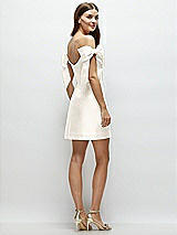 Rear View Thumbnail - Ivory Satin Off-the-Shoulder Bow Corset Fit and Flare Mini Dress