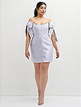 Alt View 2 Thumbnail - Silver Dove Satin Off-the-Shoulder Bow Corset Fit and Flare Mini Dress
