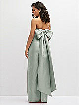 Rear View Thumbnail - Willow Green Strapless Draped Bodice Column Dress with Oversized Bow