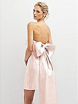 Alt View 1 Thumbnail - Blush Strapless Satin Column Mini Dress with Oversized Bow