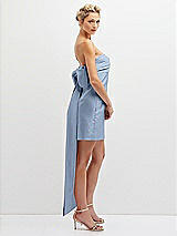 Side View Thumbnail - Cloudy Strapless Satin Column Mini Dress with Oversized Bow