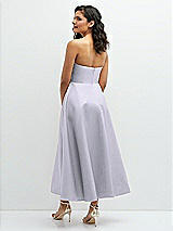 Rear View Thumbnail - Silver Dove Draped Bodice Strapless Satin Midi Dress with Full Circle Skirt