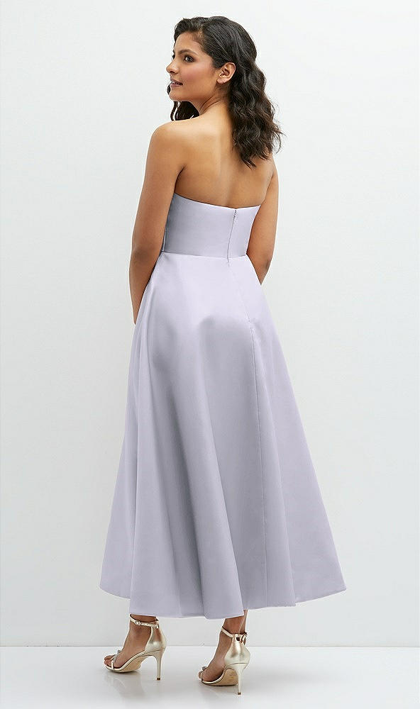 Back View - Silver Dove Draped Bodice Strapless Satin Midi Dress with Full Circle Skirt