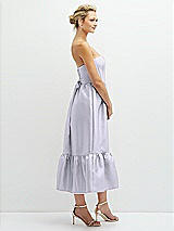Side View Thumbnail - Silver Dove Strapless Satin Midi Corset Dress with Lace-Up Back & Ruffle Hem