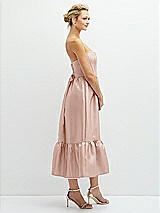 Side View Thumbnail - Toasted Sugar Strapless Satin Midi Corset Dress with Lace-Up Back & Ruffle Hem