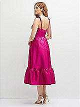 Rear View Thumbnail - Think Pink Shirred Ruffle Hem Midi Dress with Self-Tie Spaghetti Straps and Pockets