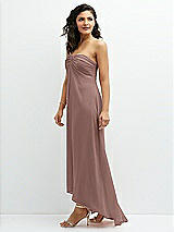 Side View Thumbnail - Sienna Strapless Draped Notch Neck Chiffon High-Low Dress