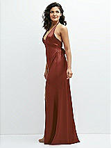 Side View Thumbnail - Auburn Moon Plunge Halter Open-Back Maxi Bias Dress with Low Tie Back
