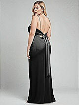 Alt View 3 Thumbnail - Black Plunge Halter Open-Back Maxi Bias Dress with Low Tie Back