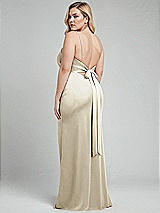 Alt View 3 Thumbnail - Champagne Plunge Halter Open-Back Maxi Bias Dress with Low Tie Back