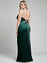 Alt View 3 Thumbnail - Evergreen Plunge Halter Open-Back Maxi Bias Dress with Low Tie Back