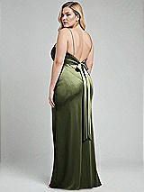 Alt View 3 Thumbnail - Olive Green Plunge Halter Open-Back Maxi Bias Dress with Low Tie Back