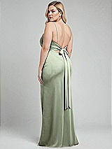 Alt View 3 Thumbnail - Sage Plunge Halter Open-Back Maxi Bias Dress with Low Tie Back