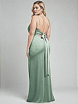 Alt View 3 Thumbnail - Seagrass Plunge Halter Open-Back Maxi Bias Dress with Low Tie Back