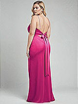 Alt View 3 Thumbnail - Think Pink Plunge Halter Open-Back Maxi Bias Dress with Low Tie Back
