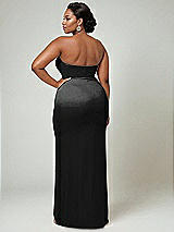 Alt View 2 Thumbnail - Black Strapless Topstitched Corset Satin Maxi Dress with Draped Column Skirt