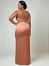Alt View 2 Thumbnail - Copper Penny Strapless Topstitched Corset Satin Maxi Dress with Draped Column Skirt