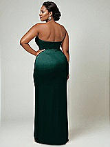 Alt View 2 Thumbnail - Evergreen Strapless Topstitched Corset Satin Maxi Dress with Draped Column Skirt