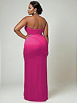 Alt View 2 Thumbnail - Think Pink Strapless Topstitched Corset Satin Maxi Dress with Draped Column Skirt