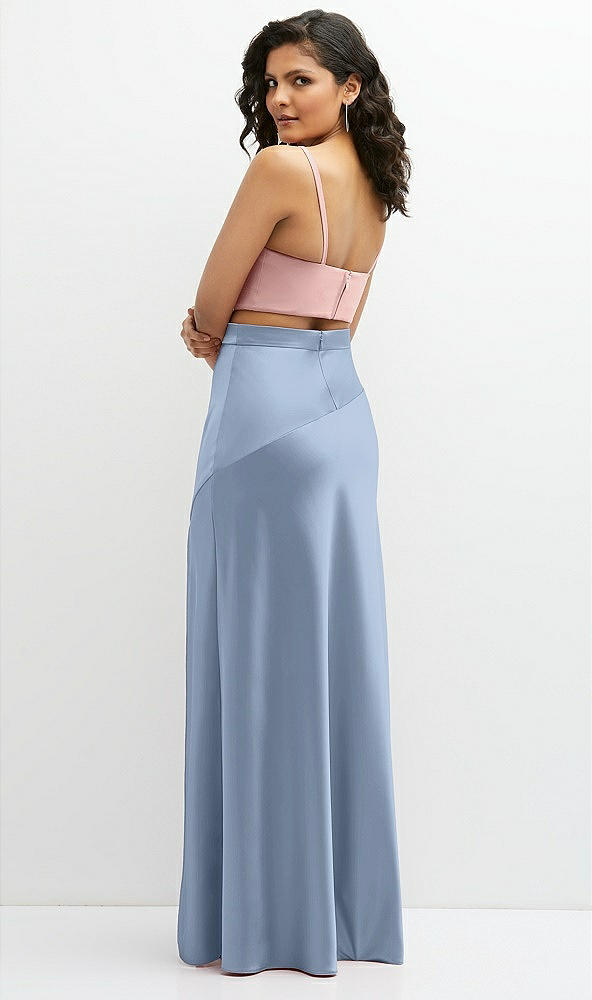 Back View - Cloudy Satin Mix-and-Match High Waist Seamed Bias Skirt