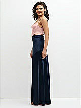 Side View Thumbnail - Midnight Navy Satin Mix-and-Match High Waist Seamed Bias Skirt