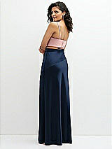 Rear View Thumbnail - Midnight Navy Satin Mix-and-Match High Waist Seamed Bias Skirt