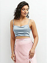 Front View Thumbnail - Mist Satin Mix-and-Match Draped Midriff Top