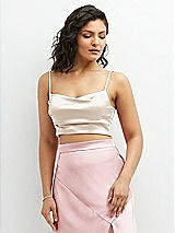 Front View Thumbnail - Oat Satin Mix-and-Match Draped Midriff Top