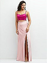 Alt View 1 Thumbnail - Think Pink Satin Mix-and-Match Draped Midriff Top