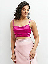 Front View Thumbnail - Think Pink Satin Mix-and-Match Draped Midriff Top