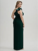 Alt View 3 Thumbnail - Metallic Evergreen Dramatic Ruffle Edge One-Shoulder Metallic Pleated Maxi Dress