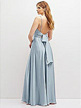 Rear View Thumbnail - Mist Adjustable Sash Tie Back Satin Maxi Dress with Full Skirt