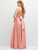 Rear View Thumbnail - Rose - PANTONE Rose Quartz Adjustable Sash Tie Back Satin Maxi Dress with Full Skirt