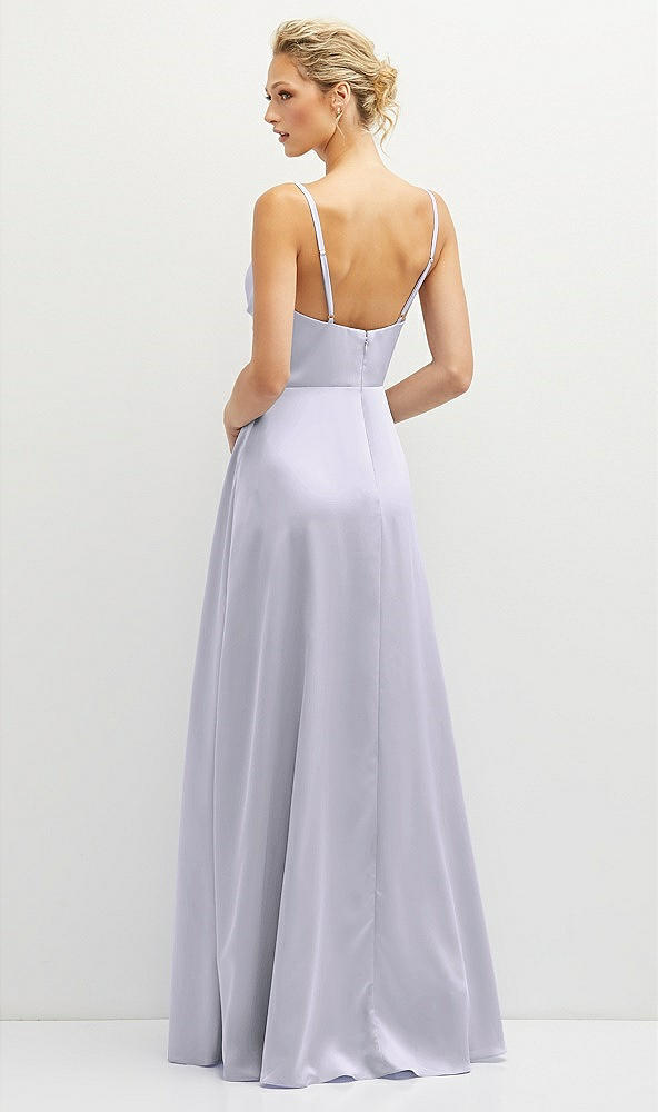 Back View - Silver Dove Vertical Ruched Bodice Satin Maxi Dress with Full Skirt